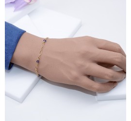 Bracelet artisanal plaqué or Tanzanite