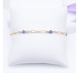 Bracelet artisanal plaqué or Tanzanite