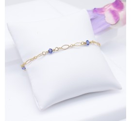 Bracelet artisanal plaqué or Tanzanite