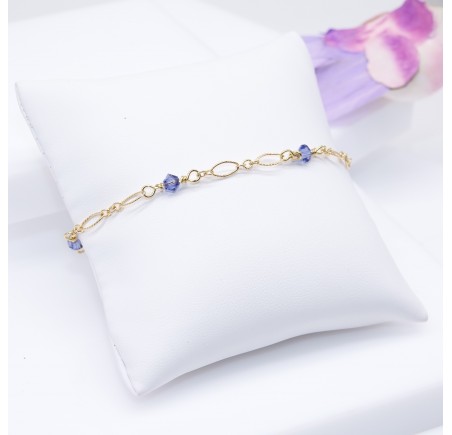 Bracelet artisanal plaqué or Tanzanite
