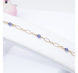 Bracelet artisanal plaqué or Tanzanite