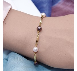 Bracelet artisanal plaqué or Rosaline et Burgundy