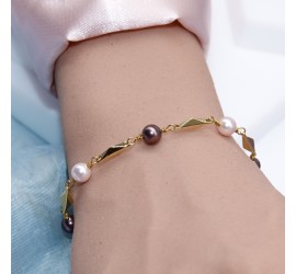 Bracelet artisanal plaqué or Rosaline et Burgundy