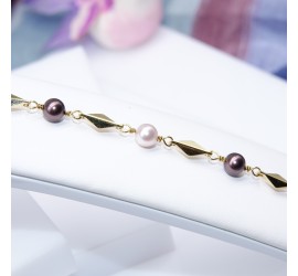 Bracelet artisanal plaqué or Rosaline et Burgundy