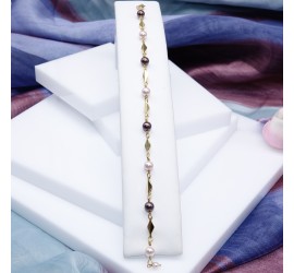 Bracelet artisanal plaqué or Rosaline et Burgundy