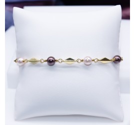 Bracelet artisanal plaqué or Rosaline et Burgundy