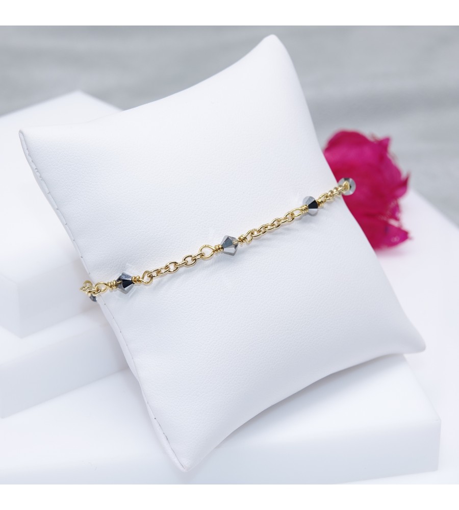 Bracelet artisanal plaqué or Crystal Light Chrome Bracelet artisanal plaqué or Crystal Light Chrome