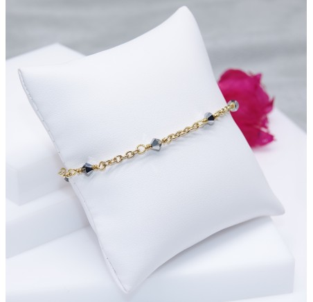 Bracelet artisanal plaqué or Crystal Light Chrome