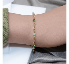 Bracelet artisanal doré Palace Green Opal et Chrysolite Opal