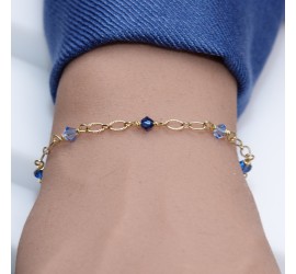 Bracelet artisanal doré Sapphire Satin et Light Sapphire