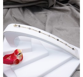 Bracelet artisanal doré nacré Black et Light Grey