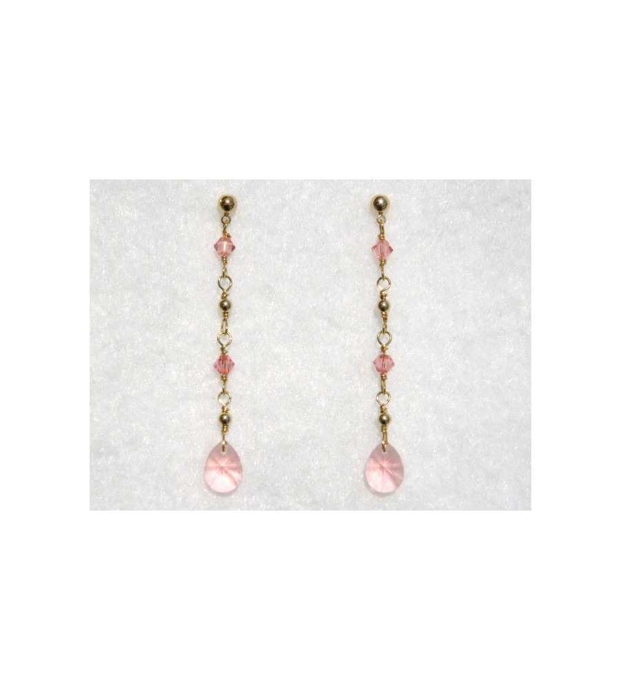 Boucles d'oreilles plaqué or Mini Poire Rose Pêche