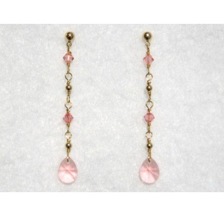 Boucles d'oreilles plaqué or Mini Poire Rose Pêche