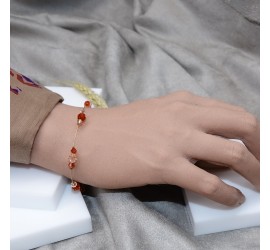 Bracelet artisanal doré Rouge Indien et Pêche Clair
