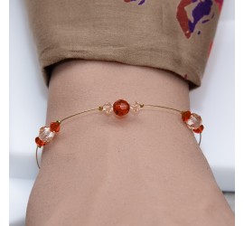 Bracelet artisanal doré Rouge Indien et Pêche Clair