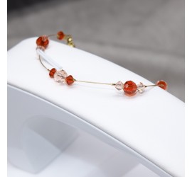 Bracelet artisanal doré Rouge Indien et Pêche Clair