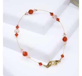 Bracelet artisanal doré Rouge Indien et Pêche Clair