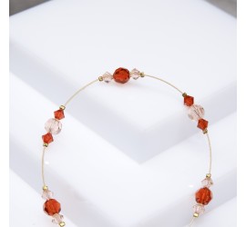 Bracelet artisanal doré Rouge Indien et Pêche Clair