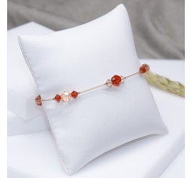 Bracelet artisanal doré Rouge Indien et Pêche Clair