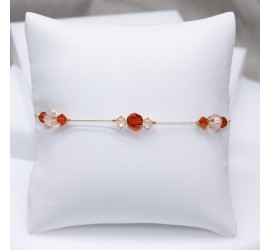Bracelet artisanal doré Rouge Indien et Pêche Clair