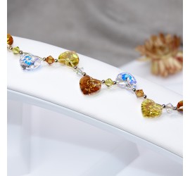 Bracelet artisanal doré Coeur Topaz, Light Topaz et Crystal AB