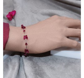 Bracelet artisanal argenté papillon Fuchsia
