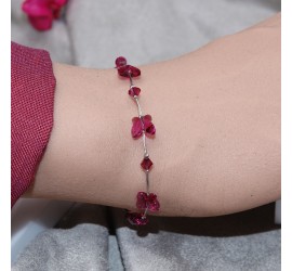 Bracelet artisanal argenté papillon Fuchsia