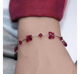 Bracelet artisanal argenté papillon Fuchsia