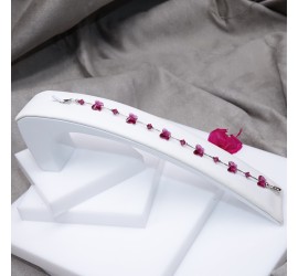 Bracelet artisanal argenté papillon Fuchsia