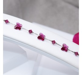 Bracelet artisanal argenté papillon Fuchsia