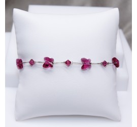 Bracelet artisanal argenté papillon Fuchsia