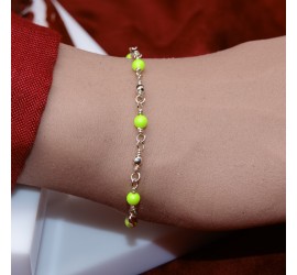 Bracelet artisanal en Argent 925 Jaune fluo