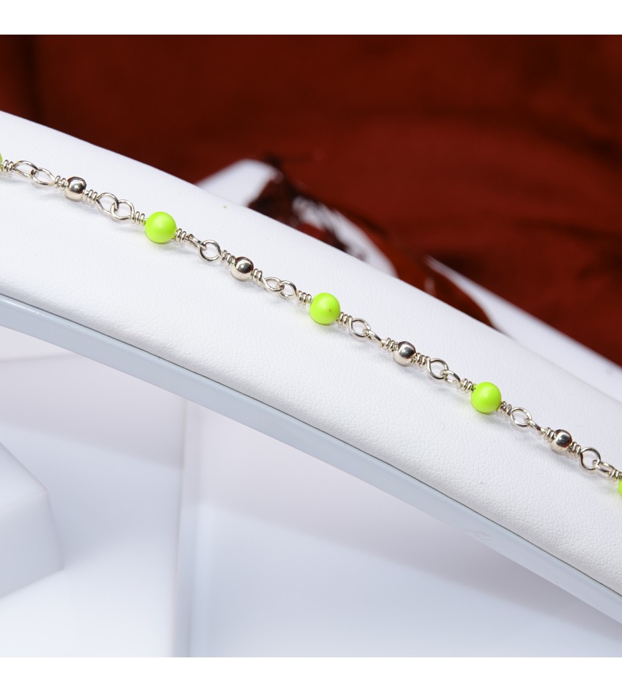 Bracelet artisanal en Argent 925 Jaune fluo