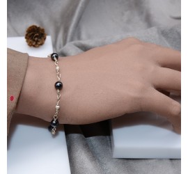 Bracelet artisanal en Argent 925 nacré Gris foncé