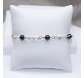 Bracelet artisanal en Argent 925 nacré Gris foncé