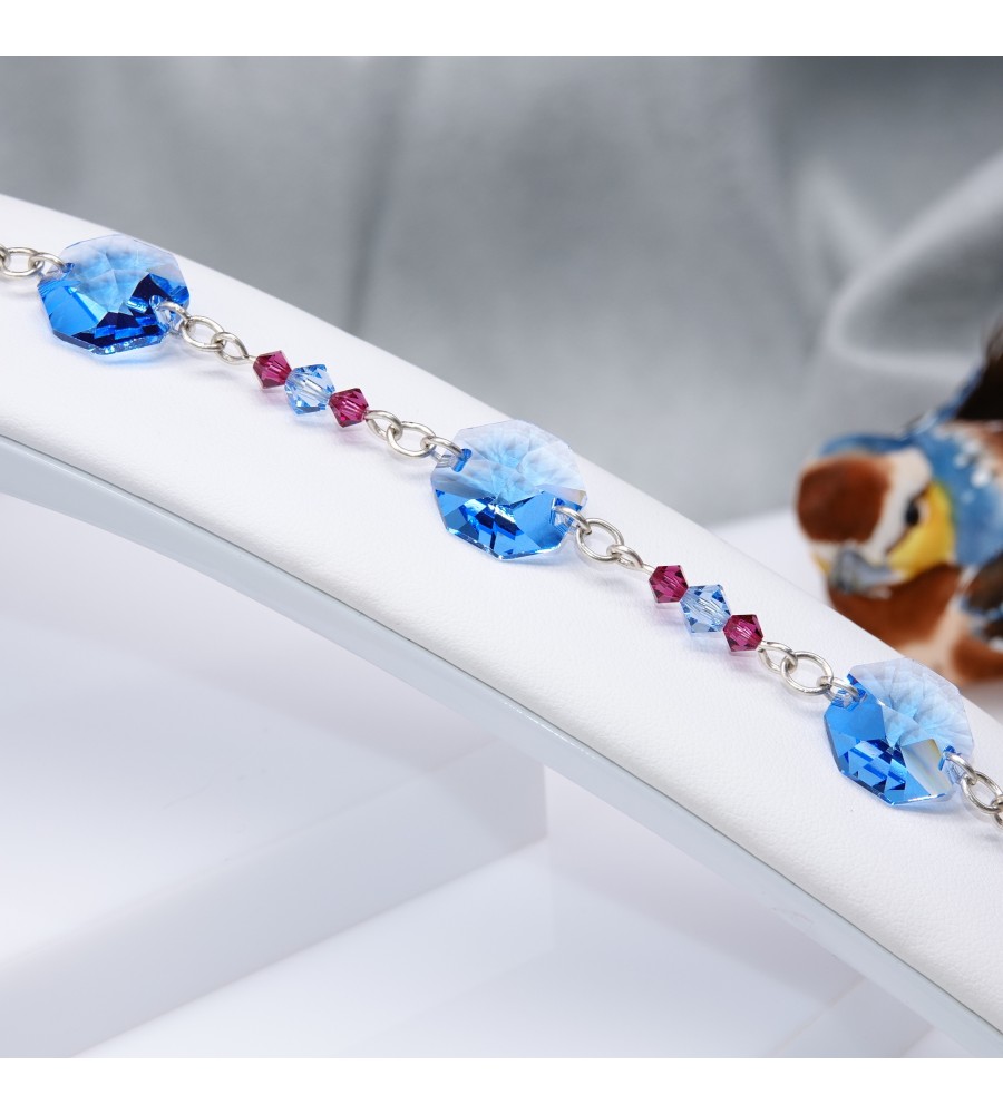 Bracelet artisanal en Argent 925 Saphir clair Bracelet artisanal en Argent 925 Saphir clair
