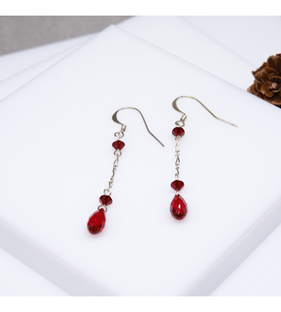 Boucles d'oreilles artisanale Goutte Rouge