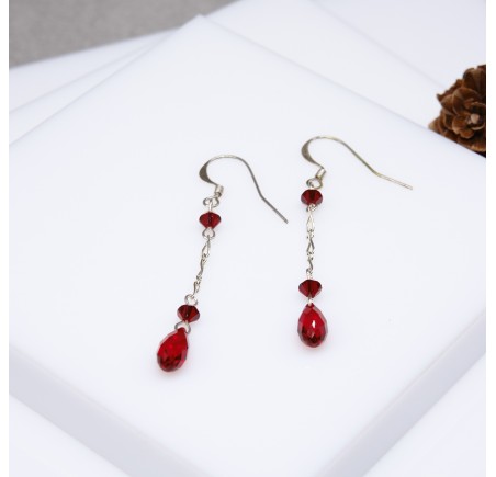 Boucles d'oreilles artisanale Goutte Rouge