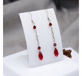 Boucles d'oreilles artisanale Goutte Rouge