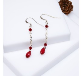 Boucles d'oreilles artisanale Goutte Rouge