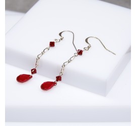 Boucles d'oreilles artisanale Goutte Rouge