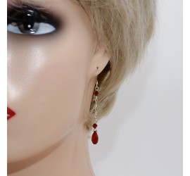 Boucles d'oreilles artisanale Goutte Rouge