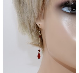 Boucles d'oreilles artisanale Goutte Rouge