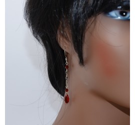 Boucles d'oreilles artisanale Goutte Rouge