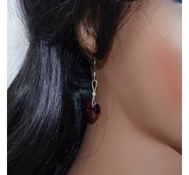 Boucles d'oreilles artisanale Coeur Violet