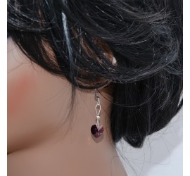 Boucles d'oreilles artisanale Coeur Violet