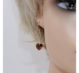 Boucles d'oreilles artisanale Coeur Violet