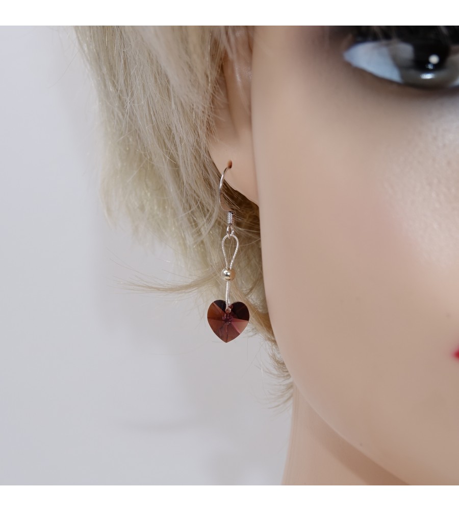 Boucles d'oreilles artisanale Coeur Violet Boucles d'oreilles artisanale Coeur Violet