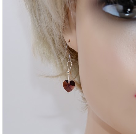 Boucles d'oreilles artisanale Coeur Violet