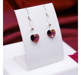 Boucles d'oreilles artisanale Coeur Violet